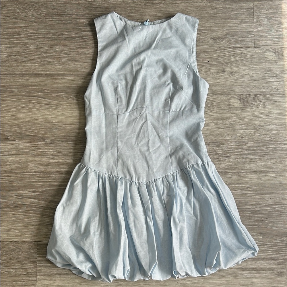 NWT Princess Polly Cicely Bubble Hem Mini Dress Blue - Picture 3 of 7